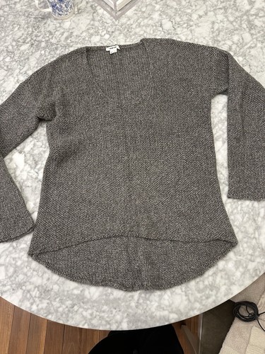 Helmut Lang, Vintage Helmut Lang grigio grigio maglia maglione misto lana scollo a U tunica grande