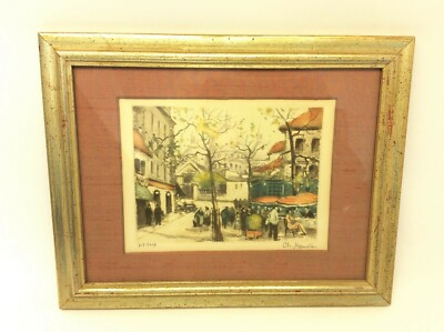 Pencil Signed Charles Blondin 303 of 500 Parisian Cafe Colored Print Artwork