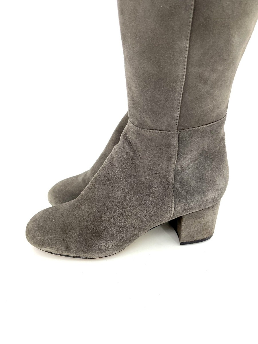 Halogen Boots Scarlett Grey Suede Leather Over The Knee Block Heel