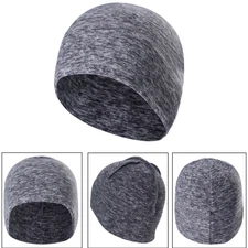 Gray Winter Skull Cap Thermal Helmet Liner Windproof Beanie Hat for Men Women