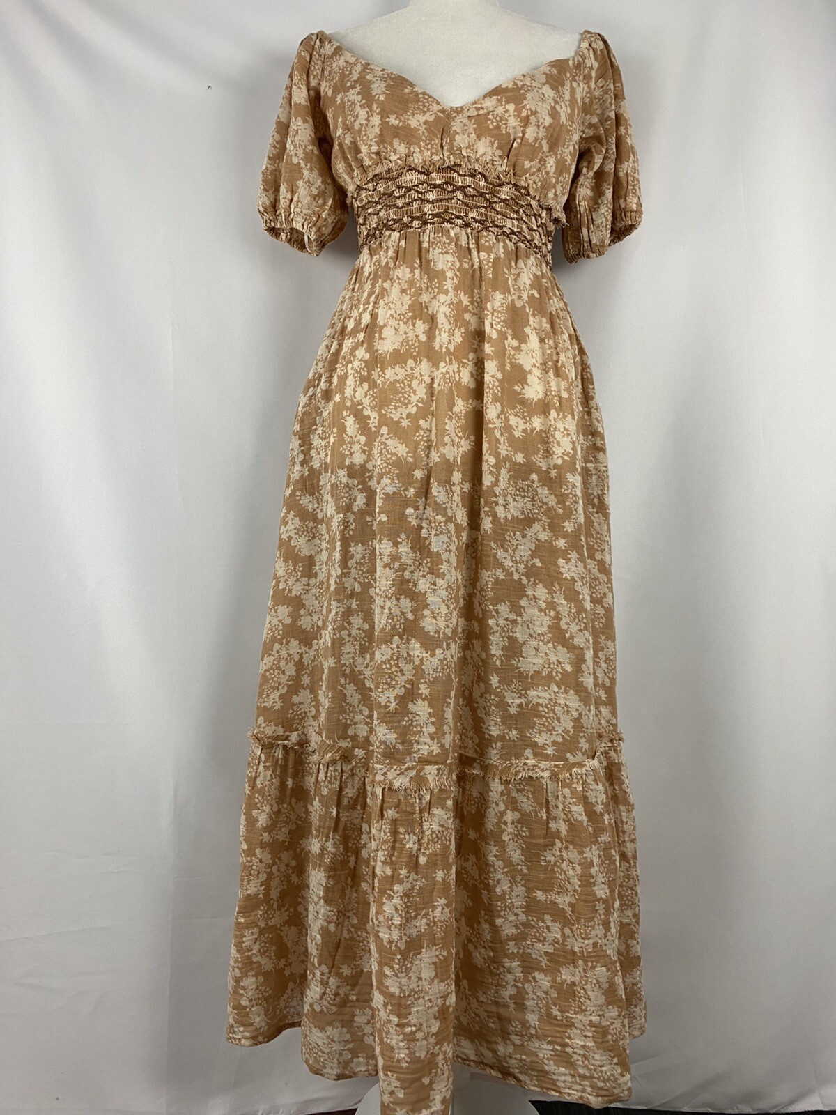 Free People Cottagecore Y2K  Ellie Printed Puffed Sleeve Casual Size S A007035 image 7