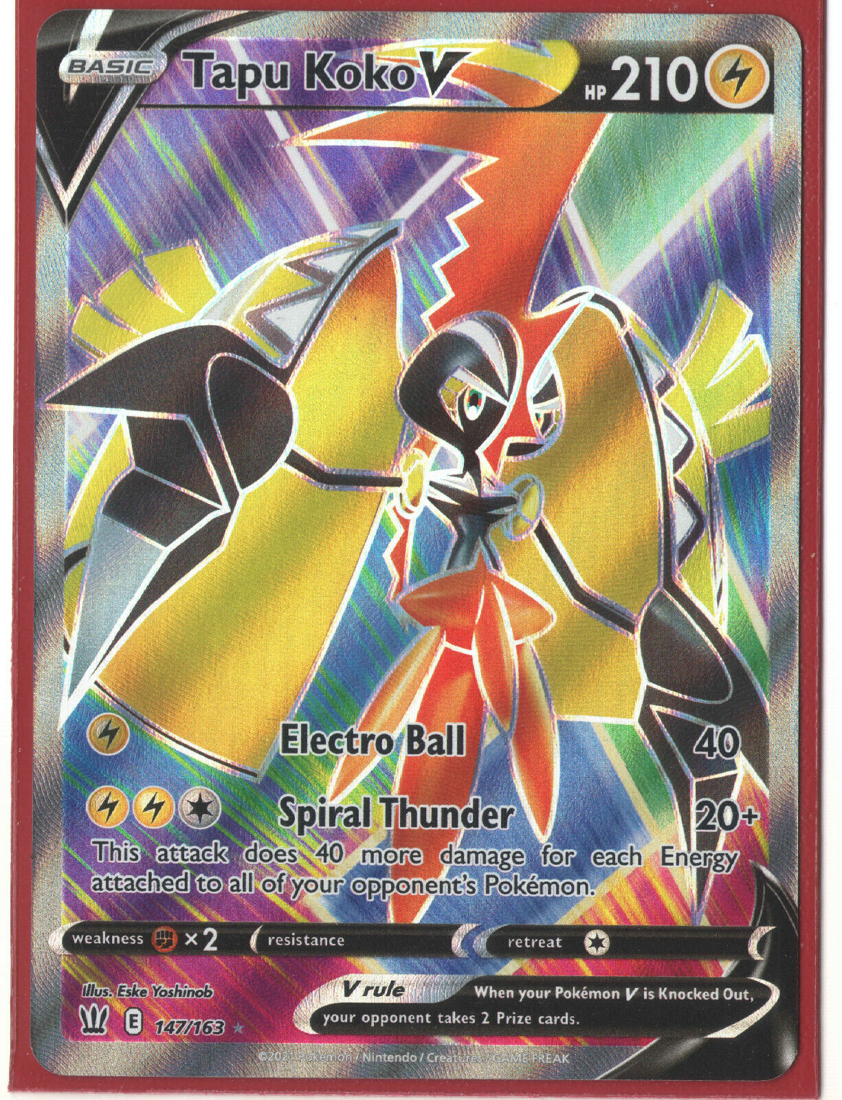 Tapu Koko V Full Art - 147/163 - Battle Styles – Card Cavern Trading Cards,  LLC