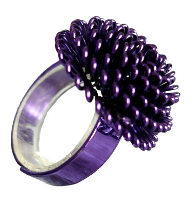 Halb - Kugel Schmuck Ring lila Modeschmuck Metall verstellbar NEU + TOP