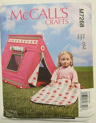 McCall's 7268_18'' Doll Pattern_Tent & Sleeping Bag - CUTE!_OOP_UNCUT