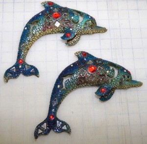 Dolphin Whimsical Mosaic Mirror Jewel Wall Art Sea Life Beach