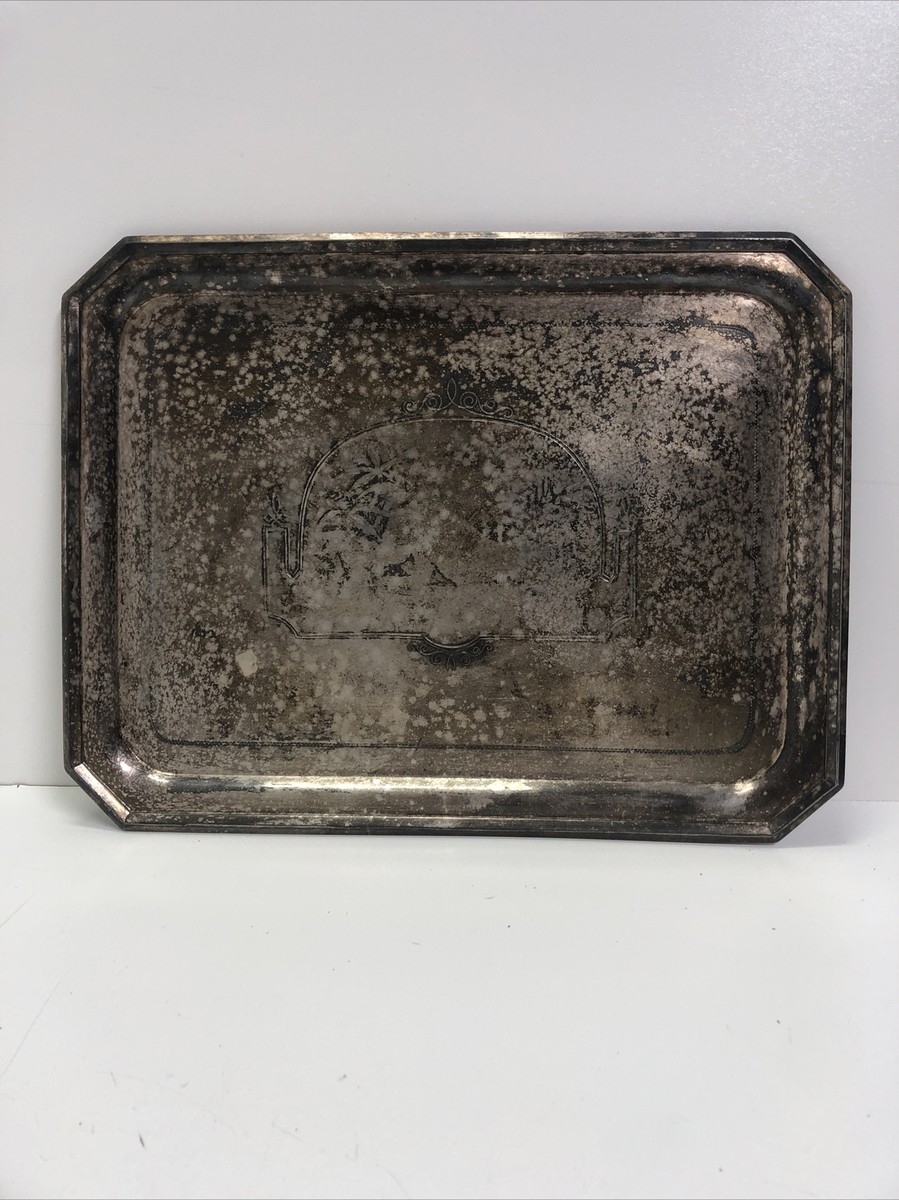 Antique Meriden Silver Plate Serving Tray Drink Snack Tray | eBay