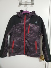 New Snozu Boy's Soft Shell Full Zip Hooded Jacket L 14/16 Black And Red