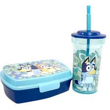 Bluey Kids Lunch Box & Bottle Set Fun Cartoon Design BPA Free School & Travel