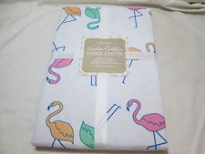 New Keeco Indoor/Outdoor Flamingos Round 70" Tablecloth Pink, Green, Orange