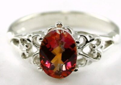 TWILIGHT FIRE TOPAZ Sterling Silver Ladies Ring -Handmade • SR302