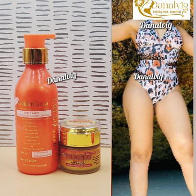 Golden Glow Body Milk 250ml Lotion & Face Cream Triple Fast Whitening Beauty Mil