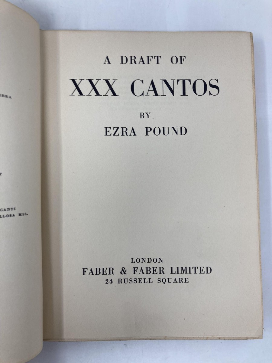 A Draft of XXX Cantos by Ezra Pound First 1st Edition VG HC 1933
