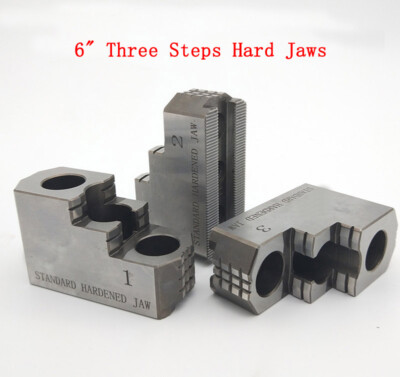 6'' Three Steps Hard Steel Lathe Chuck Jaw Set 3PCS/set Hard Jaws for Kitagawa