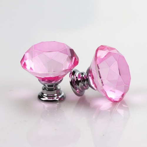 Diamond Crystal Glass Door Knob Drawer Kitchen Cupboard Cabinet Furniture Handle - Picture 11 of 14