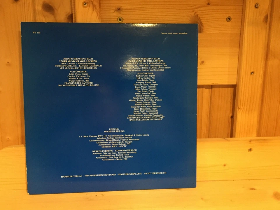 Signed by PETER-LUKAS GRAF Flute Die Bach Kantate Rilling Rare PROMO LP Signiert - Bild 2 von 4