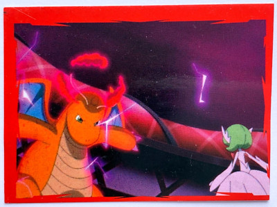 2022 POKEMON MASTER JOURNEYS Sticker EP #111 DRAGONITE VMAX VS MEGA GARDEVOIR