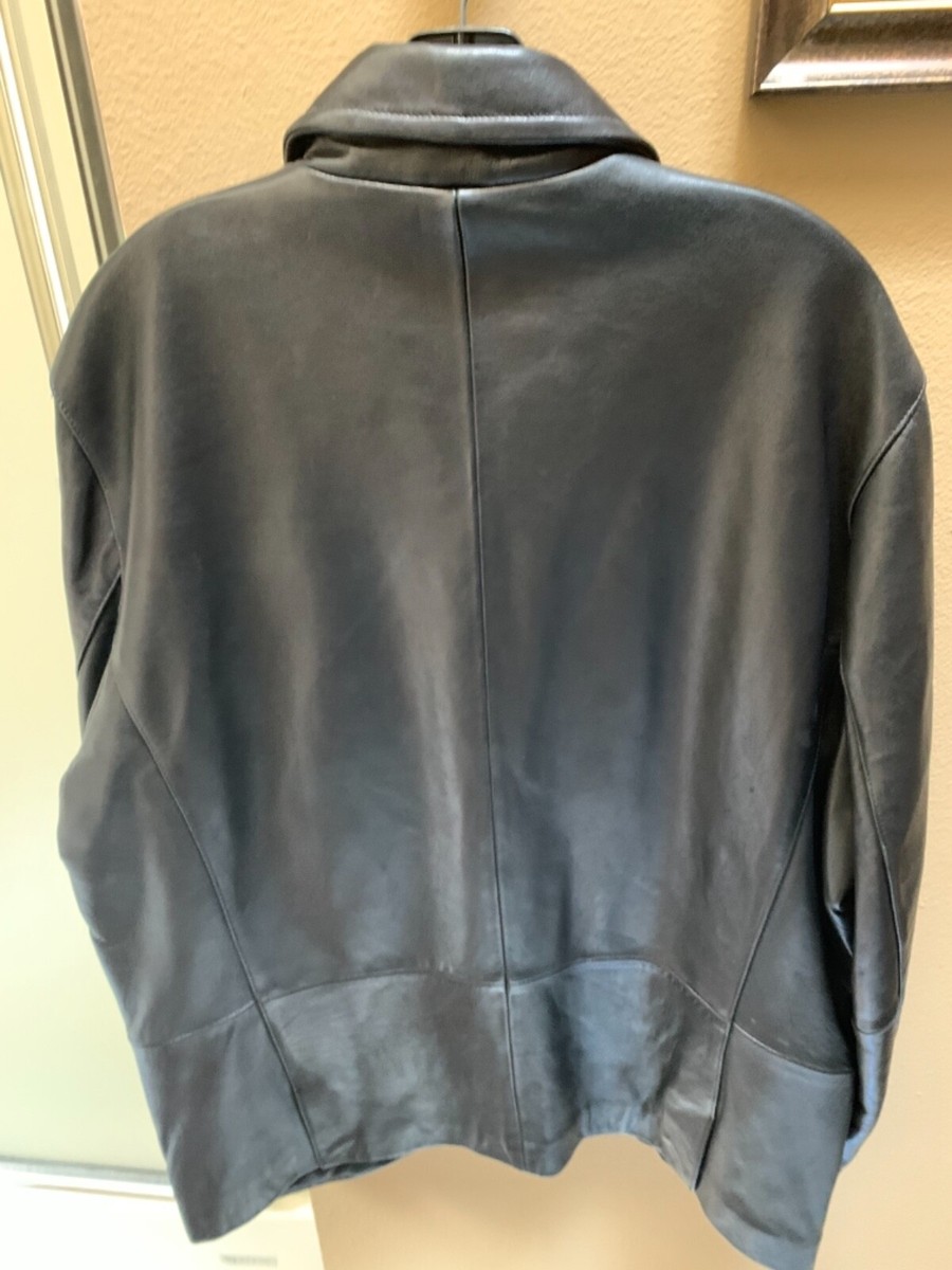 Kenneth Cole New York Black Leather Jacket Men's LARGE