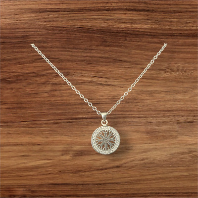 Sterling Silver Norse Viking Helm of Awe Aegishjalmur Pendant Necklace + Chain