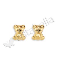 New 14k Gold Bonded Polished Teddy Bear Stud Earrings-sg25