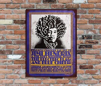 2 10x8" RETRO METAL Concert Affiche Signe Plaque Wall Art Pic Jimi Hendrix,