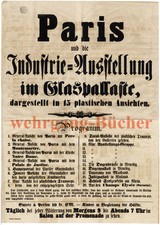 Gro&szlig;es Originalplakat Folgeausstellung zur 1. Pariser Weltausstellung  um 1855.