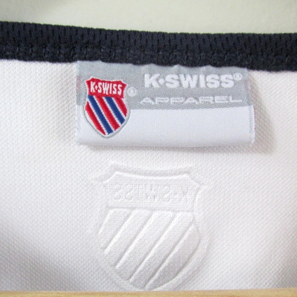 Camisa K Swiss Mujer Pequeña Atlética Blanca Azul Cremallera Manga Larga Y2K De Colección Foto 2 de 4
