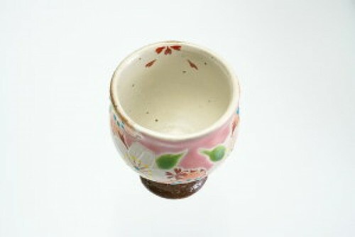 Kutani yaki Guinomi Sake cup Sakura Cherry Pink Glamorous Handpainted Japan - Picture 4 of 7