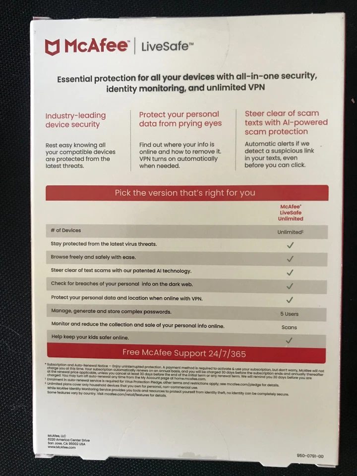 New 2025 McAfee LiveSafe, Unlimited Devices, Antivirus Internet Security 1 Year - Image 2 of 2