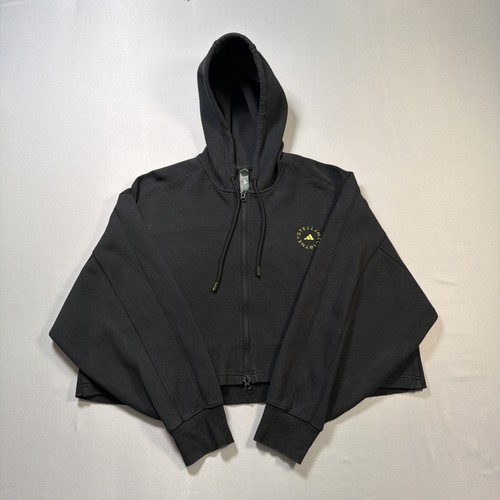 Adidas by Stella McCartney Cropped Hoodie Womens LARGE Black Full Zip HG1946