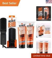 PROGRO Beard Grooming Kit: Ionic 2-in-1 Straightener with Biotin & Caffeine