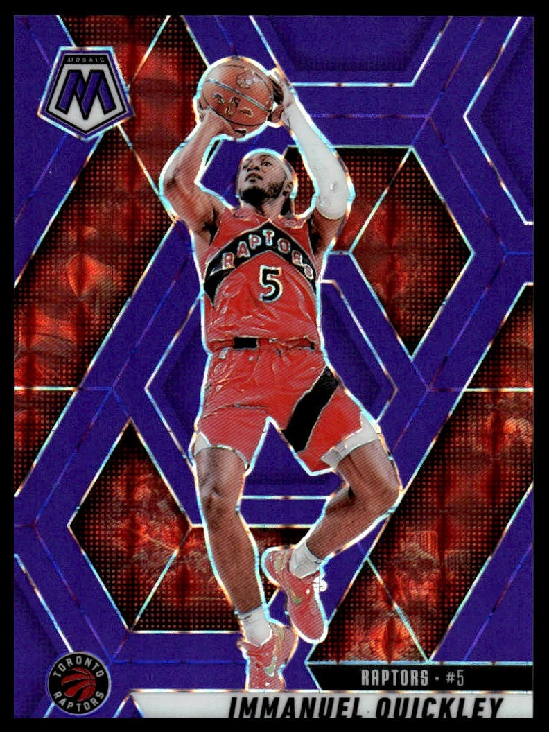 2024-25 Panini Mosaic #185 Immanuel Quickley Purple Fluorescent Mosaic #/249