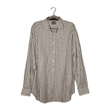 THOMAS DEAN $110 Stripe Floral  Pima Cotton Button Down Shirt Men's XL