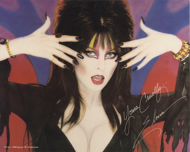 Elvira Facsimile Autograph Signed 8x10 Color Photo Card 1990 Queen B Production