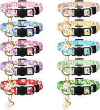 10 Pack Breakaway Cat Collars with Bells Flower Pendants Adjustable Floral Cat