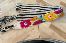 Authentic Guatemala floral embroidered Boho Woven SASH BELT 2.25" x 72”