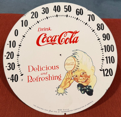 COKE BOY Coca-Cola Taylor JUMBO DIAL Thermometer COCA COLA FACE METAL SIGN 12''