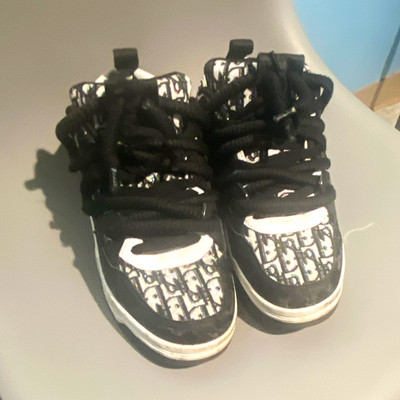 Dior Men s Black White Logo Low Top Lace-Up Athletic Sneakers AAA Cotton