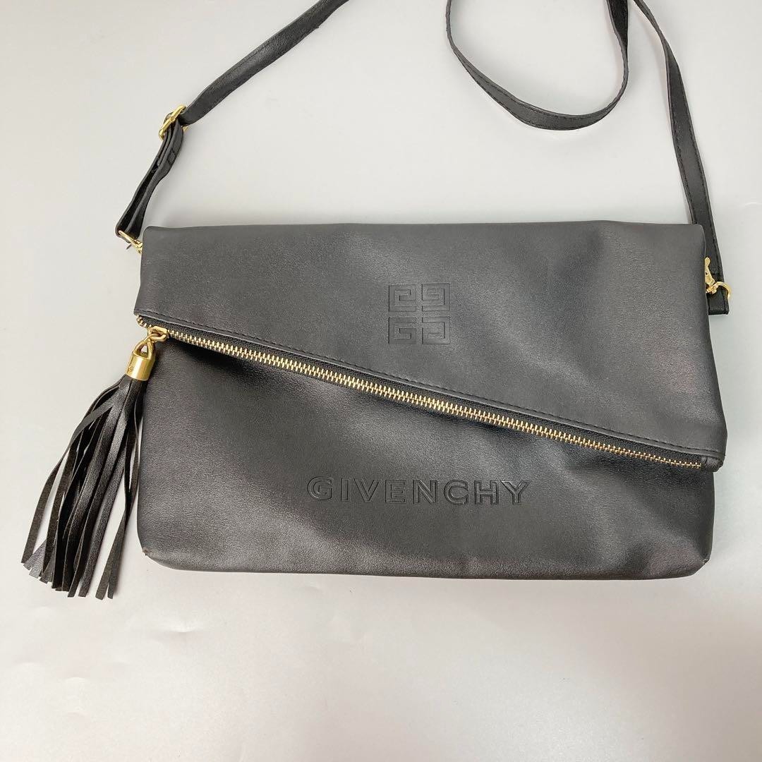 GIVENCHY Shoulder Bag Clutch 4G Logo Leather Black Women's USED FROM JAPAN
