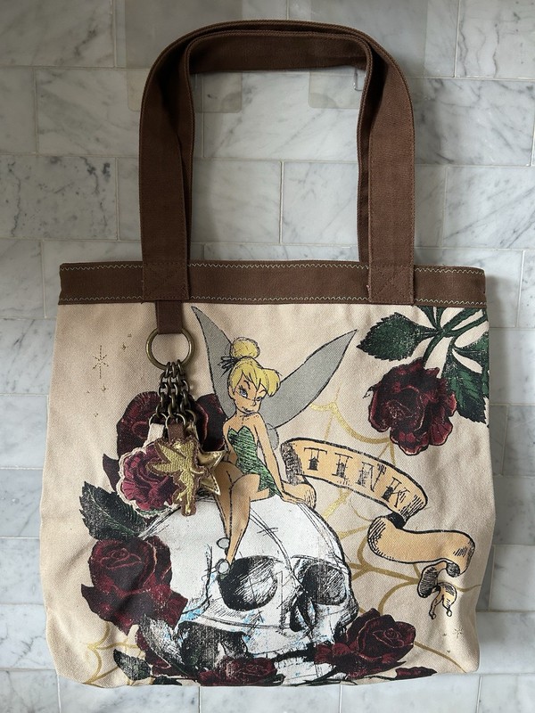 Disney Loungefly Tinkerbell With Skull & Charms Tote Bag
