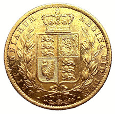 1872 M Melbourne Victoria Young Head Shield Gold Sovereign RARE 1st Year Mint