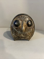 MOC Brown Ceramic Owl Bank 5 1/4" H Made in Japan NO Stopper Mcm Boho Vintage
