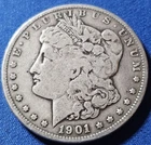 A 1901-S MORGAN SILVER DOLLAR. Nice Example