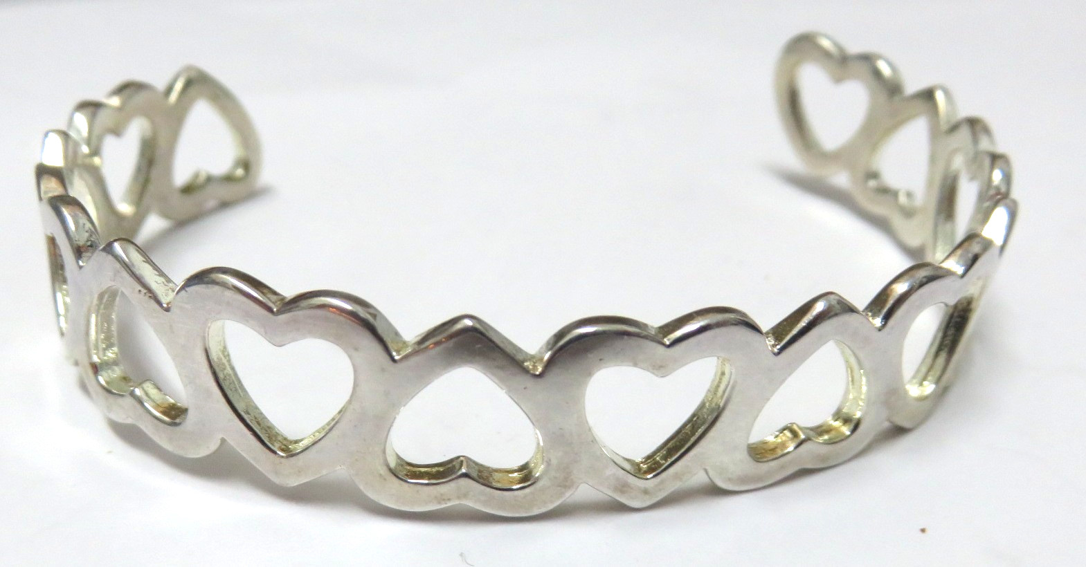 Solid Sterling Silver Heart Shaped Cuff Bracelet,… - image 1