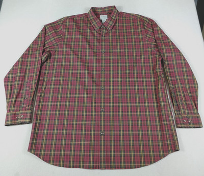 L.L.Bean Kennebunk Sport Shirt Mens XL Red Green Plaid Long Sleeve Office Casual
