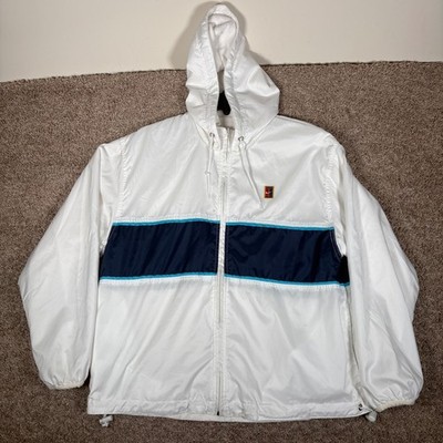 Vintage Nike Court Reversible Windbreaker Jacket White Navy Teal 90s Mens Medium