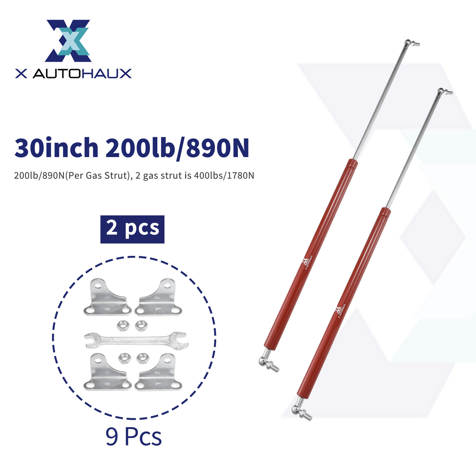 Universal 30inch 200lb/890N Red Lift Supports Struts Shocks Gas Spring Pack of 2
