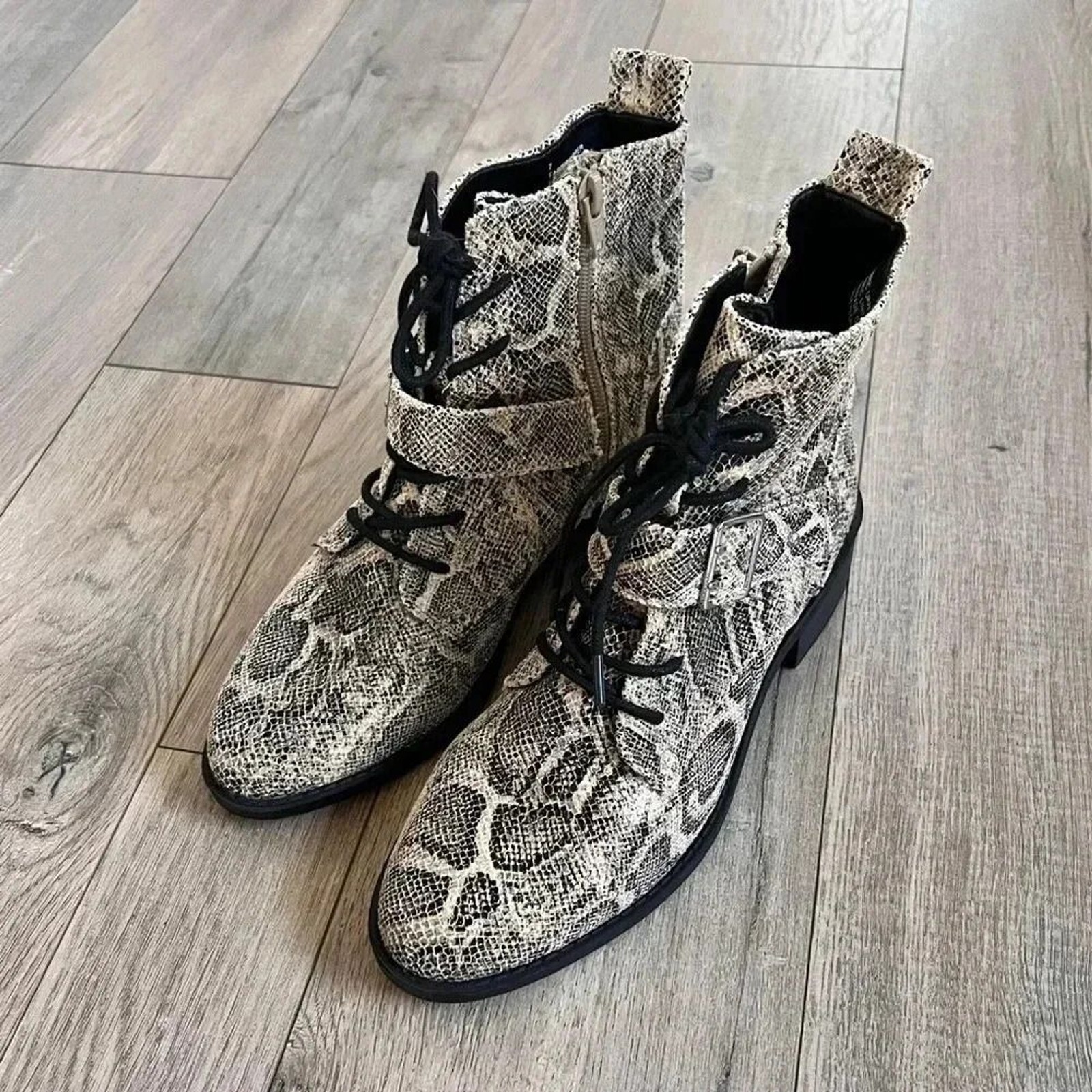 EXPRESS Python Snake Print Lace Up Combat Boots S… - image 7