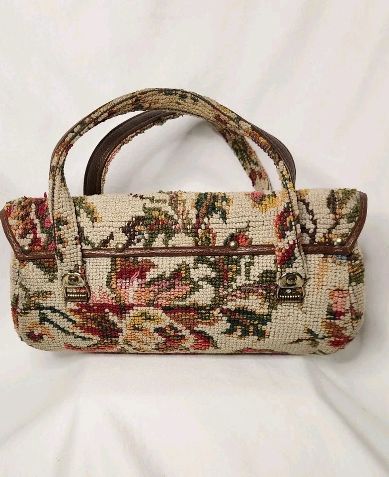 Vintage Tapestry Carpet Textile Purse Handbag Made In USA 12" - Image 2 of 4