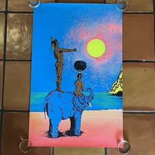 Vintage Blacklight Poster 1972 Zinder Pro Arts Hippie Afro Africa 21"x33"