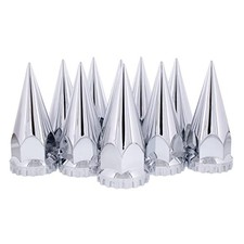 10569 33mm x 4 Chrome Plastic Super Spike Thread-On Nut Covers Caps, 33mm
